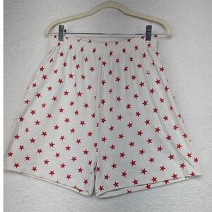 Pebble Court Red Stars Print Lounge Pajama Shorts Cotton Blend Womens‎ M